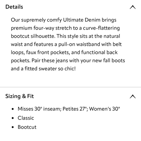 Ultimate Denim Pull On Bootcut Soft Surroundings Tidal Blue Wash XL 18 NEW - Picture 16 of 16